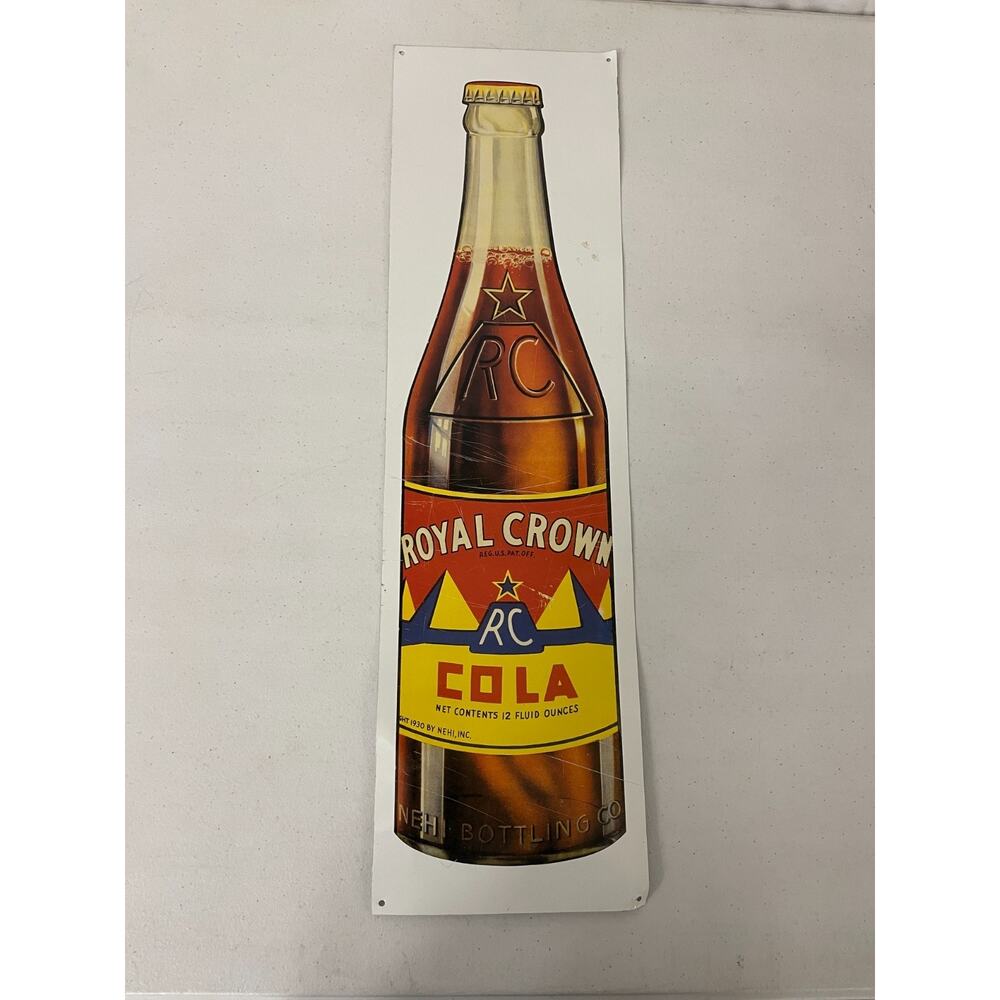 Vintage Royal Crown Cola RC Bottle Wall Advertising Hanging Sign Soda Pop 25x7"